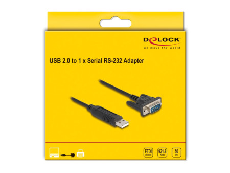 DELOCK καλώδιο USB σε RS-232 66461, 921.6Kbps, 50cm, μαύρο