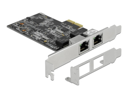 DELOCK κάρτα επέκτασης PCIe x2 σε 2x RJ45 89530, 2.5 Gbps, low profile