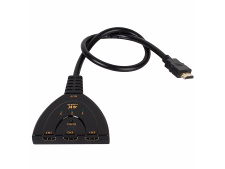 POWERTECH HDMI Switch CAB-H077, 3 σε 1, 4K, 0.50m, μαύρο