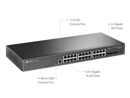 TP-LINK L2+ managed switch TL-SG3428, 24-Port Gigabit, 4x SFP, Ver. 2.0