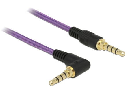 DELOCK καλώδιο Jack stereo σε Jack stereo 4pin 3.5mm, 90°, μωβ, 1m