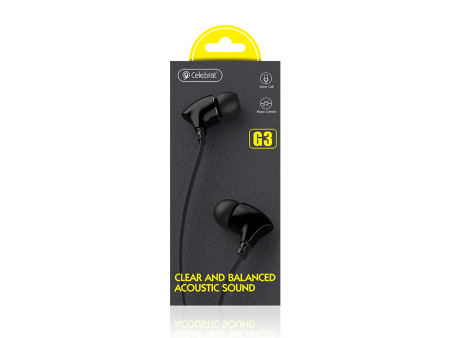 CELEBRAT earphones με μικρόφωνο G3, 3.5mm σύνδεση, Φ10mm, 1.2m, μαύρα