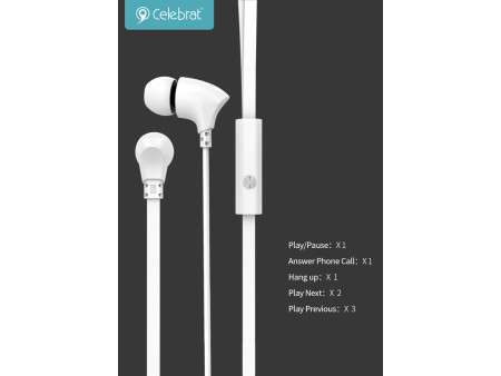 CELEBRAT earphones με μικρόφωνο G3, 3.5mm σύνδεση, Φ10mm, 1.2m, μαύρα