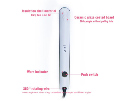 HTC ισιωτική μαλλιών JK-6016, 200°, 35W, λευκή-μαύρη