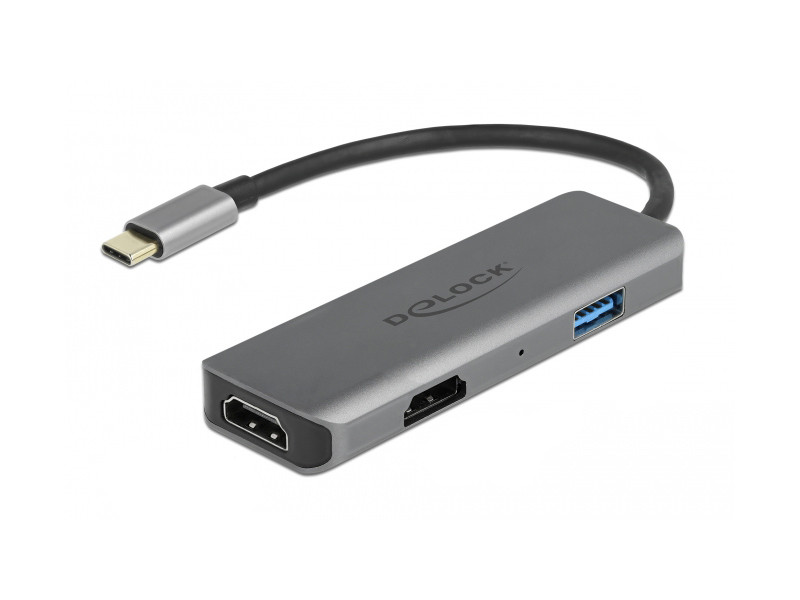 DELOCK docking station 87780, 3 θυρών, USB-C σύνδεση, 4K, MST, γκρι