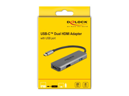 DELOCK docking station 87780, 3 θυρών, USB-C σύνδεση, 4K, MST, γκρι