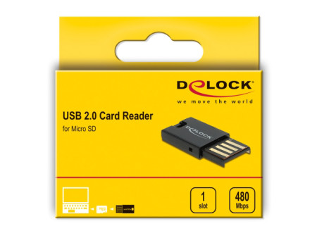 DELOCK USB card reader 91603 για κάρτες μνήμης micro SD, μαύρο