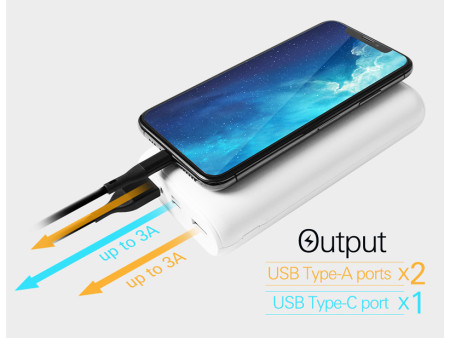 SILICON POWER power bank QS15, 20000mAh, 2x USB & USB Type-C, 18W, λευκό