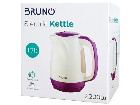 BRUNO Ηλεκτρικός βραστήρας BRN-0001, 2200w, 1.7lt, βάση 360°, LED