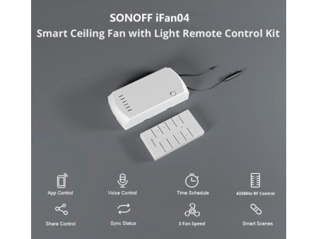 SONOFF smart διακόπτης ανεμιστήρα οροφής IFAN04 με RF χειριστήριο, Wi-Fi