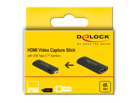 DELOCK video capture 88309, HDMI/USB-C σύνδεση, 4K/30Hz, μαύρο