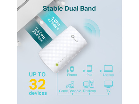 TP-LINK mesh WiFi extender RE220, AC750, dual band, Ver 3.0