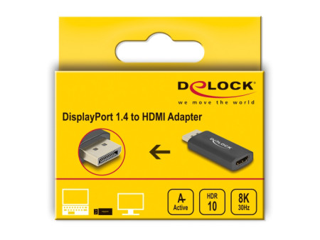 DELOCK αντάπτορας DisplayPort σε HDMI 61055, 8K/60Hz HDR, Active, μαύρος