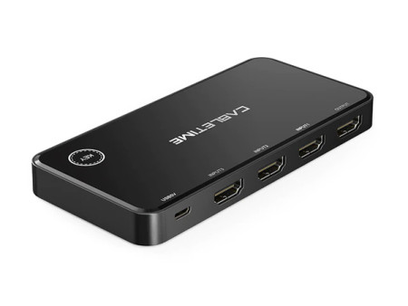 CABLETIME HDMI switch CT-HS4K3 με ασύρματο χειριστήριο, 3 σε 1, 4K, γκρι