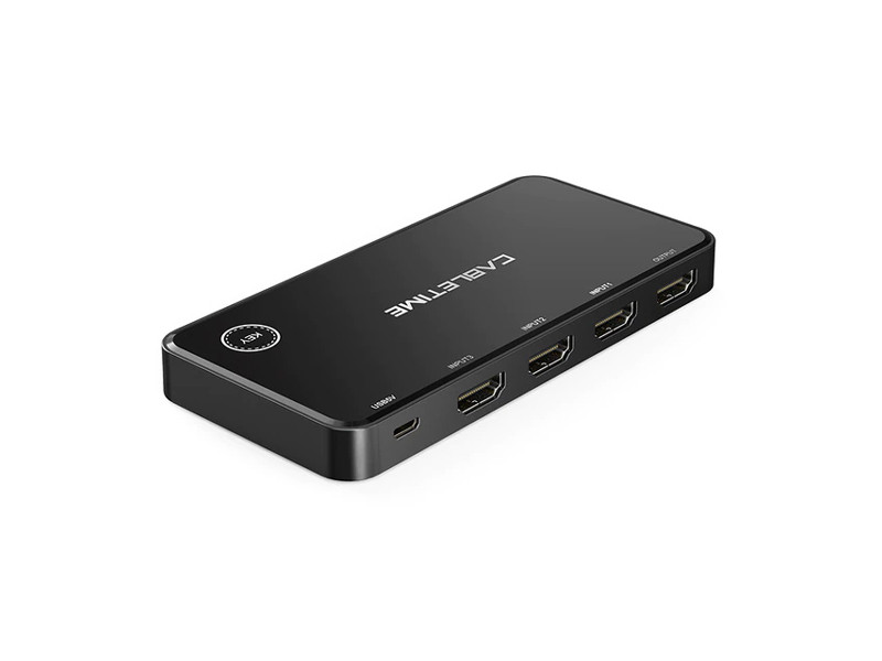 CABLETIME HDMI switch CT-HS4K3 με ασύρματο χειριστήριο, 3 σε 1, 4K, γκρι