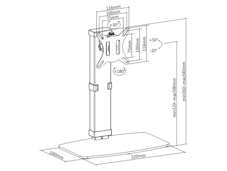 BRATECK βάση γραφείου LDT67-T01 για οθόνη 17"-32", 8kg