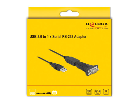 DELOCK αντάπτορας USB σε RS-232 DB9 61506 με καλώδιο USB, 0.8m, μαύρο