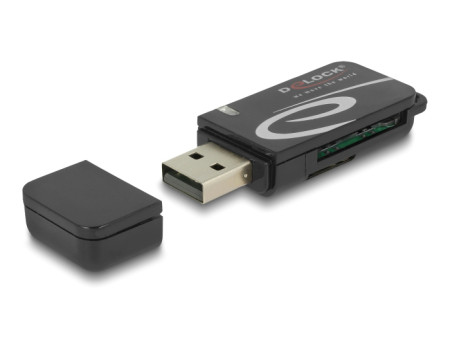 DELOCK card reader 91602 για SD & micro SD, USB, 480Mbps, μαύρο