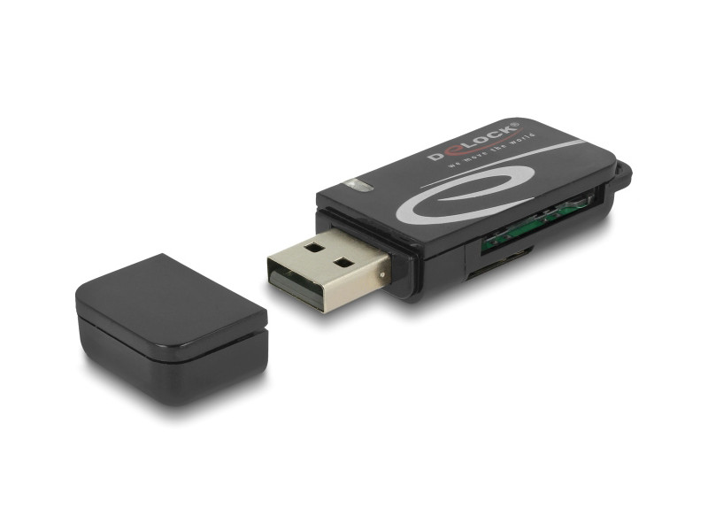 DELOCK card reader 91602 για SD & micro SD, USB, 480Mbps, μαύρο