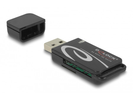 DELOCK card reader 91602 για SD & micro SD, USB, 480Mbps, μαύρο