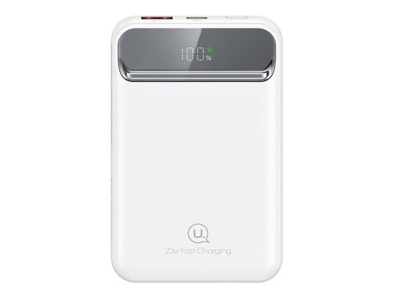 USAMS power bank US-CD214, 2x έξοδοι, wireless, 10000mAh, 20W, λευκό