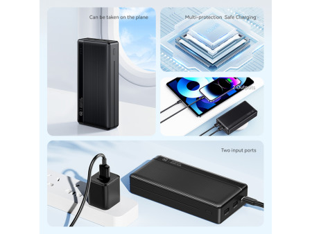 USAMS power bank US-CD205, 2x USB θύρες εξόδου, 10000mAh, 10W, μαύρο