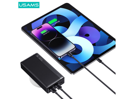 USAMS power bank US-CD205, 2x USB θύρες εξόδου, 10000mAh, 10W, μαύρο