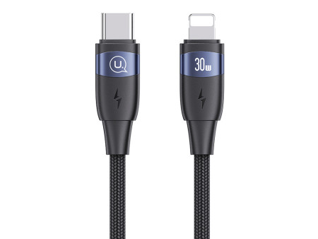 USAMS καλώδιο Lightning σε USB-C US-SJ634, 30W PD, 1.2m, μαύρο