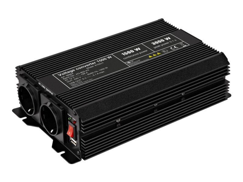 GOOBAY inverter αυτοκινήτου 58884, 12V σε 230V, 1500W, USB 2.1A