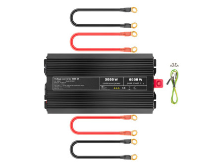 GOOBAY inverter αυτοκινήτου 58892, 12V σε 230V, 3000W, USB 2.1A