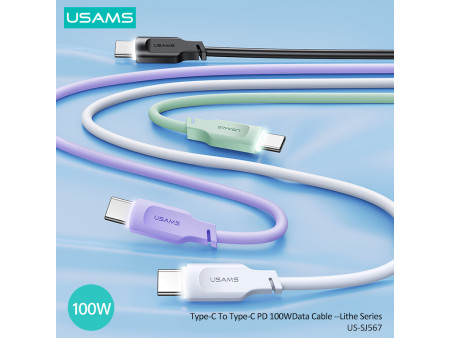 USAMS καλώδιο USB-C σε USB-C US-SJ567, 100W PD, 1.2m, πράσινο