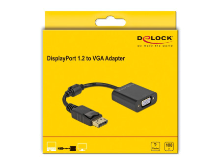 DELOCK αντάπτορας DisplayPort σε VGA 61006, 1920x1200p, passive, μαύρος