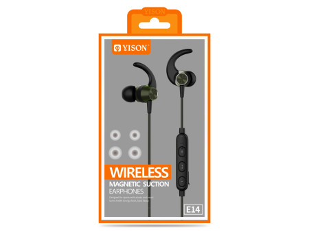 YISON earphones E14 με μαγνήτη, Bluetooth, 10mm, 65mAh, μαύρα