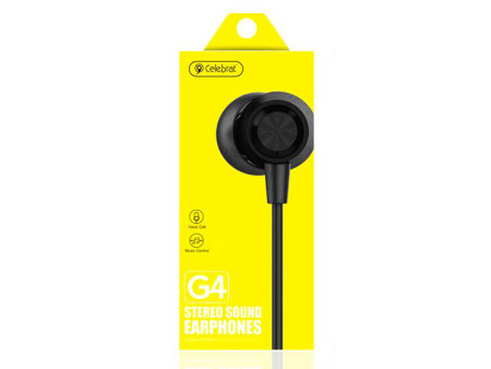 CELEBRAT earphones με μικρόφωνο G4, 3.5mm σύνδεση, Φ10mm, 1.2m, μαύρο