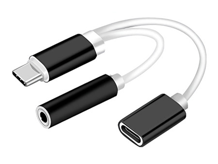 POWERTECH αντάπτορας USB-C σε USB-C & 3.5mm θηλυκό CAB-UC030, λευκός