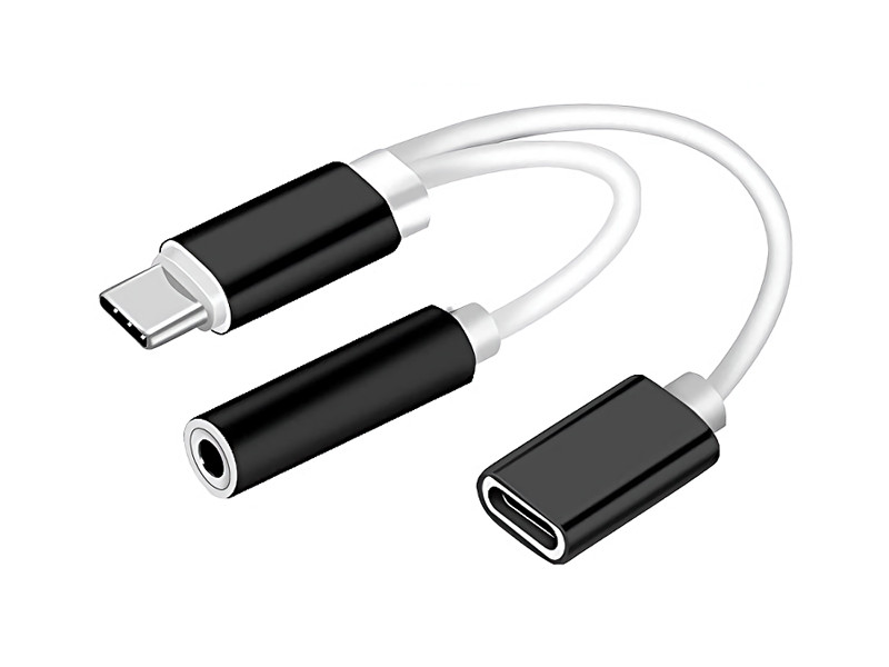 POWERTECH αντάπτορας USB-C σε USB-C & 3.5mm θηλυκό CAB-UC030, λευκός