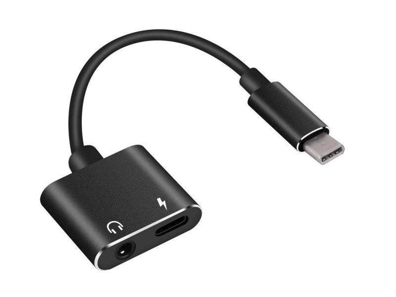 POWERTECH αντάπτορας USB-C σε USB-C & 3.5mm θηλυκό CAB-UC031, μαύρος