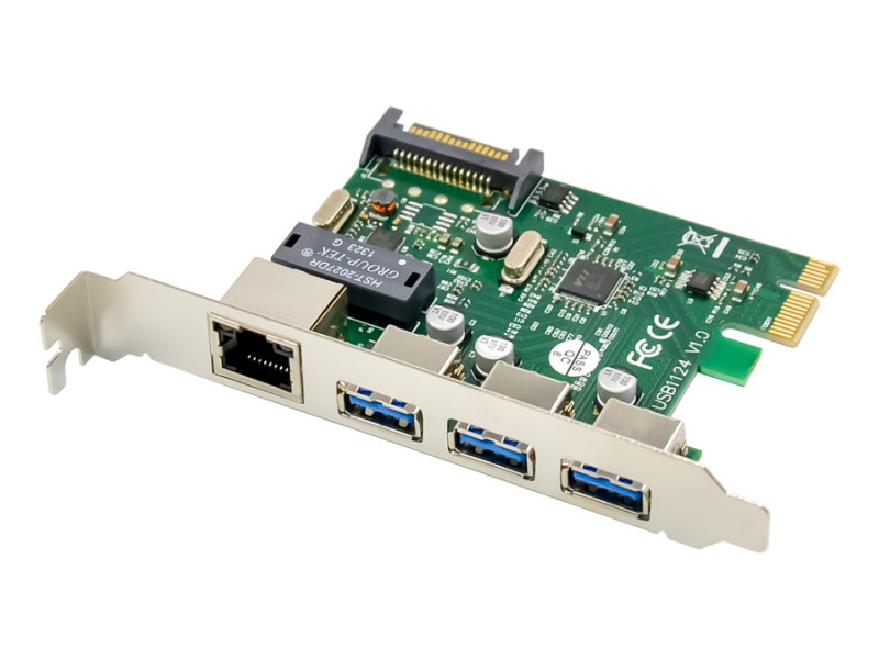 POWERTECH κάρτα επέκτασης PCIe σε USB 3.0 & GbE LAN ST642, VL805&RTL8153