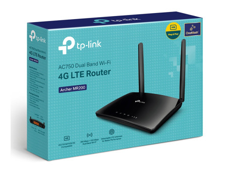 TP-LINK router Archer MR200, 4G LTE, Wi-Fi 750Mbps AC750, Ver. 5.2