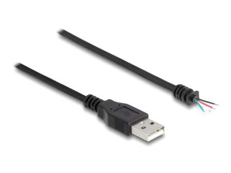 DELOCK καλώδιο USB 64184 με ελεύθερα άκρα, 28 AWG, 1m, μαύρο