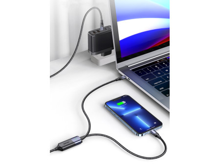 USAMS καλώδιο USB-C σε USB-C & Lightning US-SJ550, PD 100W, 1.2m, μαύρο