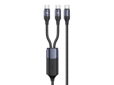 USAMS καλώδιο USB-C σε 2x USB-C US-SJ551, PD 100W, 1.2m, μαύρο