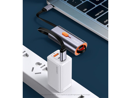 USAMS αντάπτορας USB-C σε USB-C/USB/Lightning SJ560, 60W PD, 0.3m, γκρι