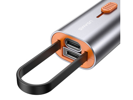 USAMS αντάπτορας USB-C σε USB-C/USB/Lightning SJ560, 60W PD, 0.3m, γκρι