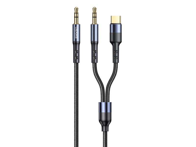 USAMS καλώδιο ήχου 3.5mm σε USB-C & 3.5mm US-SJ555, 1.2m, μαύρο