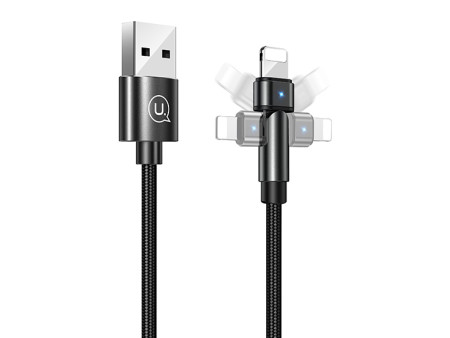 USAMS καλώδιο Lightning σε USB US-SJ476, περιστρεφόμενο, 10.5W 1m, μαύρο