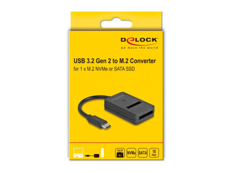 DELOCK αντάπτορας USB-C σε M.2 NVMe PCIe/SATA SSD 64198, 10Gbps