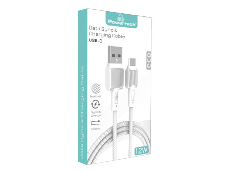 POWERTECH καλώδιο USB σε USB-C eco PTR-0111, 12W 2.4A, 1m, λευκό