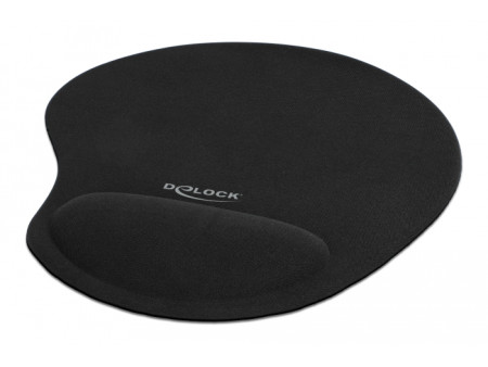 DELOCK mousepad 12040 με gel στήριγμα καρπού, 230 x 202mm, μαύρο