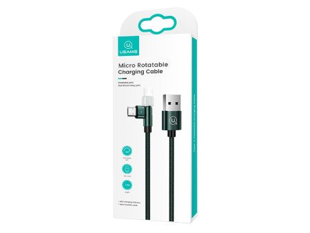 USAMS καλώδιο Micro USB σε USB SJ478, περιστρεφόμενο, 10W, 1m, πράσινο